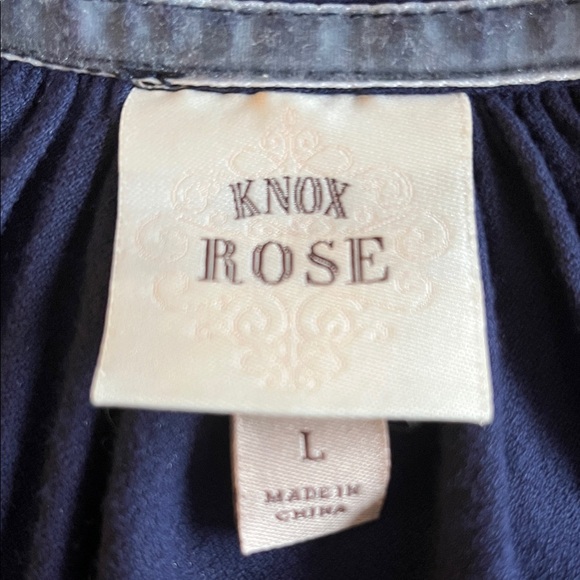 Knox Rose Midnight Blue Floral Blouse L - Picture 4 of 4